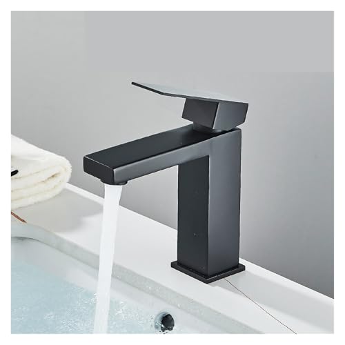 Grifo monomando negro para eliminar salpicaduras y manchas en el lavabo 2
