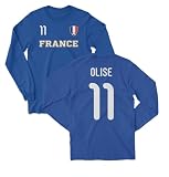 France Olise 11 Inspired Soccer Jersey Style 2-Side Long Sleeve T-Shirt (Royal, X-Large)