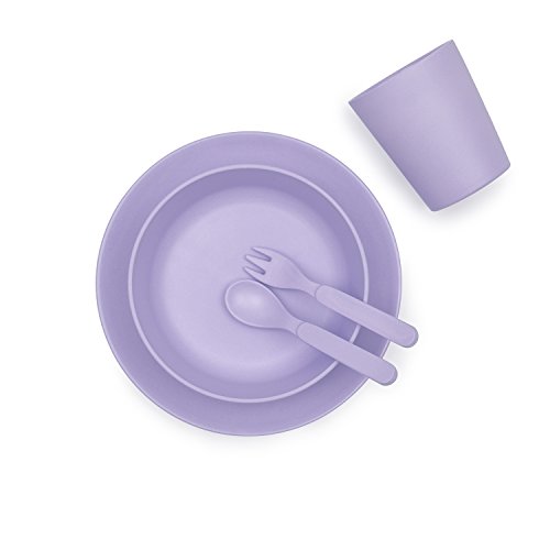 Bobo&Boo Bamboo 5 Piece Children’s Dinnerware, Lilac Purple, Non Toxic & Eco Friendly Kids Mealtime Set For Healthy Infant Feeding, Great Gift For Birthdays, Christmas & Preschool Graduations #TOP7