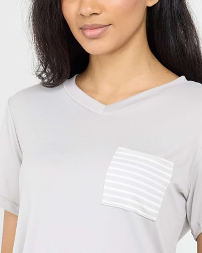 Real Essentials 2 Pack: Women's Pajama Set - Choose from Short Sleeve with Pocket or Long Sleeve without Pocket4