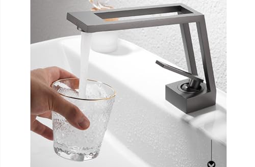 Grifo de cobre gris cañón para baño con un diseño estilizado de lavabo 3