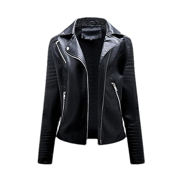 Adhdyuud Vrouwen Casual Faux Lederen Jas Herfst Gesplitst Rits Zakken Pu Jas Vintage Biker Bovenkleding