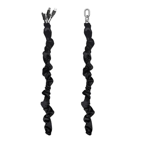 Image of Chandelier Chain Cover 2 Pack Touch Fasteners Black 3.28 Feet Brushed Polyester Fabric Chain Sleeve for Chandelier Cord Cover Decorative Cord Hider Easy Install