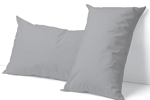 LivinEase Brushed Microfibre Pillow Cases 2 Pack (50 x 75cm), Silver Pillowcases 2 Pack- 100 GSM Soft