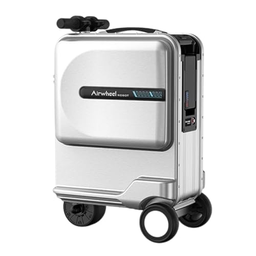 SE3miniT Electric Luggage/Smart Riding Suitcase with Removable Battery, USB Charging Port,26L Large Capacity,Alloy Frame,3-Speed Adjustment,Load 100kg,Silver
