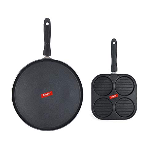 Image of Sumeet NonStick Hopea Cookware Set (Dosa Tawa - 26.5Cm Dia + Mini Multi Snack Maker - 4 Cavity -19.5cm)