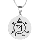 KOVEVE Engraved Silver Stainless Steel Pendant Necklace Chain Supernatural Symbol Angel Banishing Sigil Handmade