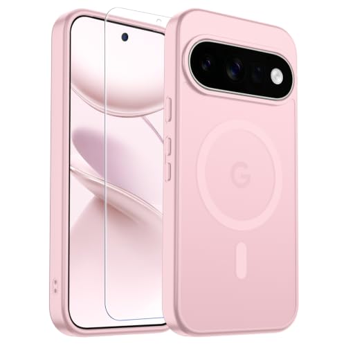 Image of SUPFINE Magnetic for Google Pixel 11 Pro XL Case - Pink | With Screen Protector,Translucent Matte,Built-in Magnets,Military Grade Drop Protection,Shockproof Phone Cover
