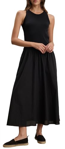 VELVET BY GRAHAM & SPENCER Women's Amelia Rib & Poplin Mix Media Dress, Black, X-Small