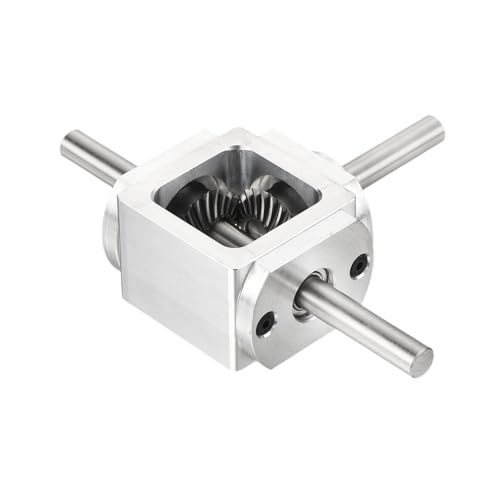 QUARKZMAN Getriebe 90 Grad Rechtwinkel Kegelgetriebe 1:1 Umkehrend Doppel Ausgangswelle 1 Modul 20 Zähne Kegelrad Aluminiumrahmen Einfaches DIY Modul 8mm Welle 118x87x30mm(LxBxH)