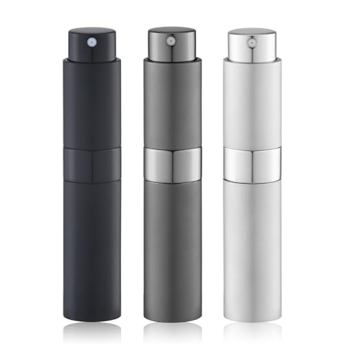 Image of Lulupack Travel Perfume Bottle Refillable - 10ml Cologne Spray Atomizer Mini - Small Travel Size Empty Sprayer for Refill Sample Container - Portable Fragrance Decant Dispenser for Women Men 3PCS Grey