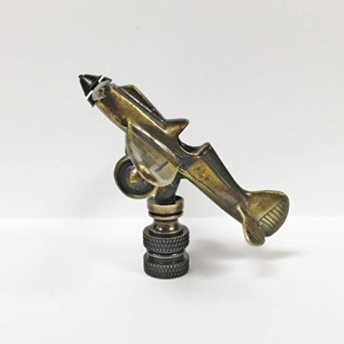 Image of Lamp Finial-Airplane-Aged Brass Finish, Highly Detailed Metal Casting