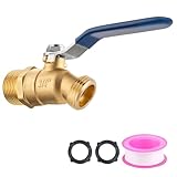 Brass 3/4' Hose Bib, Heavy Duty Outdoor Faucet, High Flow Outdoor Spigot 3/4' GHT Outlet x NPT Inlet, Water Spigot with 2 Washers and 1 Teflon Tape
