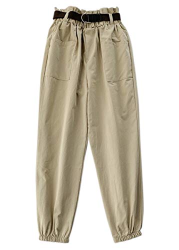 [ネコート] NC124BE-B テーパードパンツ ワイドパンツ ロングパンツ ウエストフリル ベルト付き 黒 くろ 白 しろ ゆったり 大きいサイズ おおきいサイズ パンツ ボトムス ズボン 薄手 涼しい 春 はる 夏 なつ 秋 あき 春物 夏物 秋物 通勤 通学 かわいい おしゃれ きれいめ 学生 OL 大人 10代 20代 30代 40代 50代 レディース ベージュB フリーサイズ