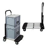 PROREGAL Klappbarer Profi-Transportwagen Taurus 150 | HxBxT 97x46x76cm | Traglast 150kg | Höhenverstellbarer Griff | Plattformwagen Transporthilfe Klappwagen Paketwagen Lagerwagen