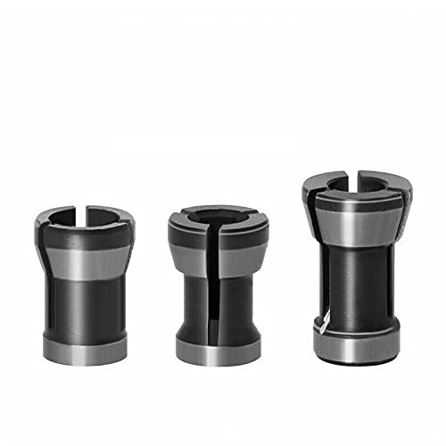 LinaLife 3Pcs Assortment Chuck (6mm 6.35mm, 8mm) Router Collet Set 6mm 6.35mm 8mm Chuck Heads Adapter for Drills Engraving T Carving Machine Electric Router Milling Cutter Woodworking Tool