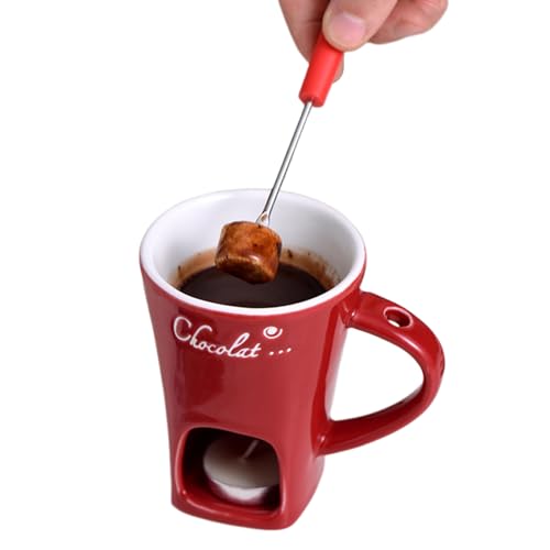 Kixolazr Taza de Chocolate para Fondue - Calentador De Mantequilla De Cerámica | Kit De Taza para Fondue Portátil,para Mariscos Cena Aperitivo Salsa Queso Dulces Boda Picnic Fiesta Cocineros Familia
