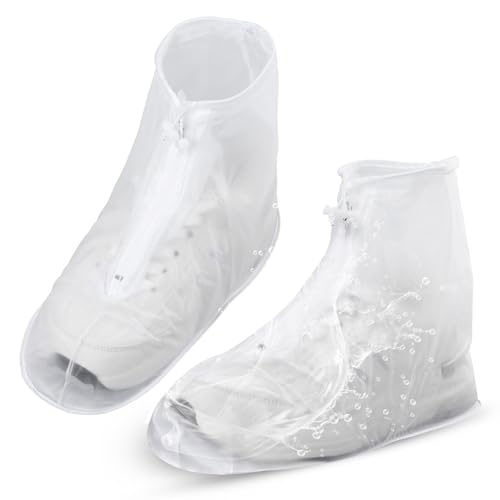 Tyqour Waterproof Rain Shoe Covers with Zipper Non-Slip Foldable Shoe Protector Covers Reusable Shoe Covers Travel Rain Galoshes for Women Men Outdoor Hiking Climbing Camping Cycling Cleaning(XXL)