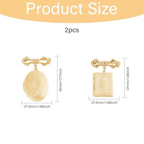Image of CHGCRAFT Locket Brooch Bridal Bouquet Charm Flower Brooch Pin Brass Pins Set Memory Charm Coat Shirt Suit Collar Accessories for Backpack Clothing Badges