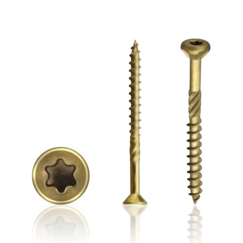 Tornillos Tirafondo para madera UnibLn #9 x 3 pulgadas Pack de 100 - Acero Carbono cabeza plana sistema Torx miniatura 1