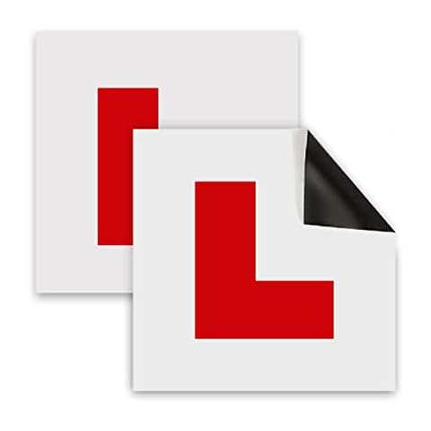 Caliko Red L Plate Fully Magnetic for Car Learning Drivers | Pack of 2 Legal Extra Strong Learner Plates Magnetic for New Drivers, Easy Moveable Non-scratch for Car - Heat & Waterproof Cover