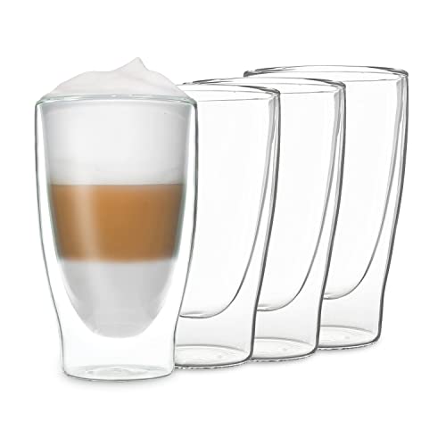 DUOS® 双壁咖啡杯 (4x 400ml) - 双壁杯、双壁玻璃、浓缩咖啡杯、拿铁玛奇朵杯、咖啡杯、咖啡杯、咖啡杯、玛奇朵杯、Vera Cafe 咖啡杯