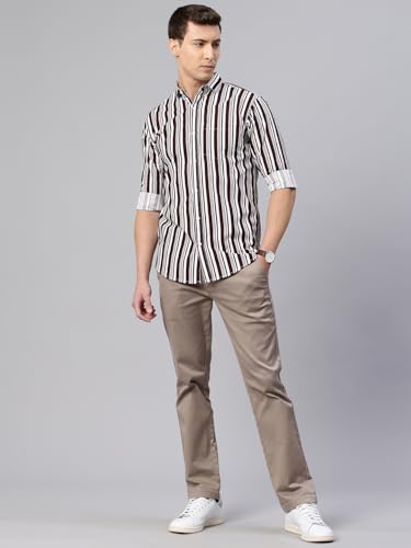 Image of Majestic Man Men's Standard Slim Fit Striped Pure Cotton Casual Shirt