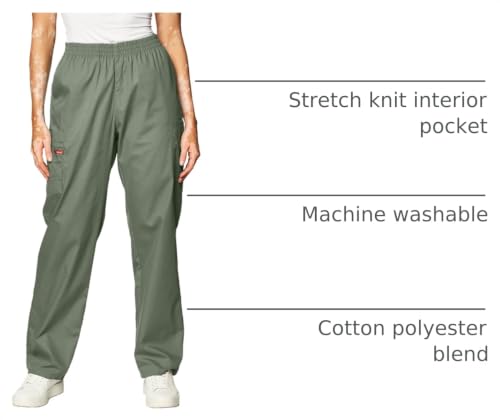Image of Dickies EDS Signature Scrubs for Women, Elastic Waist Pull-On Cargo Pants for Women in Soft Brushed Poplin - 86106