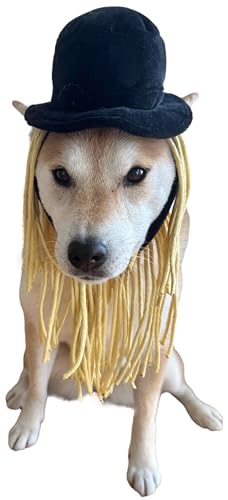 Disfraz para perros sombrero con peluca negra talla M miniatura 3