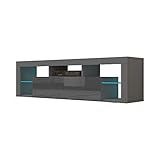 MEBLE FURNITURE & RUGS Milano 160 Wall-Mounted 63-inch Modern TV Stand Gray TV Console,...