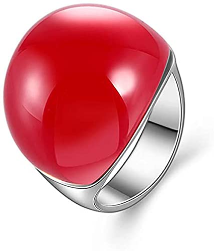 Big Red Semi-Precious Stone Jewelry Ring for Female Girls Rings opal Anillos Accessories Ring