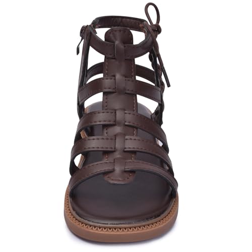 Image of Skeblo Girls Rivet Gladiator Sandals Summer Princess Dress Strappy Flats Zip Up Boots Shoes