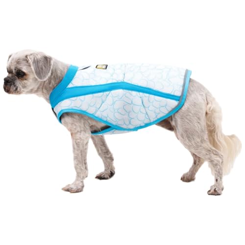 RUFFWEAR Hunde-Kühlweste Swamp Cooler™ Vest, SPF 50+, Maximale Abdeckung, kühlende Abdeckung mit Gurtzeug/Bleiportal, Sonnenschutz, um Haustiere kühl zu halten, Biolumin Blue, Large, 81-91 cm