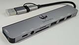 USB C Hub,Electric Charging Cables Adapter,DHTtechky 8Ports Ultra Slim with Type C PD,USB3.0,SD/TF Card Reader,3.5mm Audio EarphoneExtension Cords,Docking Station,Compatible for MacB0ok Pro/Air