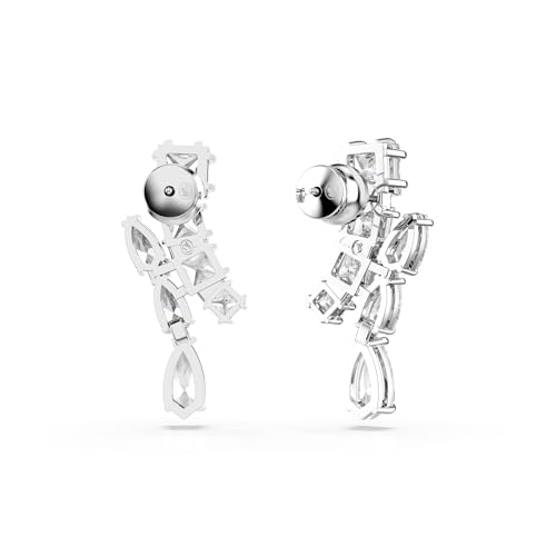 Swarovski Matrix Drop Earrings, Mixed Cuts, Clear, Rhodium Finished4