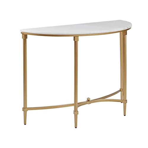 Iron Half Moon Console Table, Entryway Decor Narrow Wall C-Shaped Iron Bedside Sofa Side Table For Living Room And Bedroom (Color : White, Size : 80X35X80Cm) #TOP3