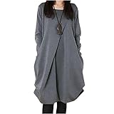 [エムエルーセ] 4色展開 ゆったり カジュアル プリーツ ワンピース ラウンドネック ドレス 長袖 無地 春 秋 冬 ボタン 丸首 ロング 大人 スリム 細身 体型 カバー Aライン ミモレ シンプル オシャレ お洒落 カワイイ 可愛い セクシー エレガント 上品 シフォン オフィス フォーマル 発表会 冬用 春夏 春秋 秋服 グレイ ぐれー 灰色 ぶりーつ わんぴ グレー A59-GYXXL