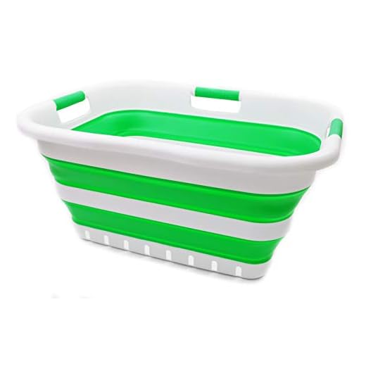 SAMMART Collapsible 3 Handled Plastic Laundry Basket - Foldable Pop Up Storage Container/Organizer - Portable Washing Tub - Space Saving Hamper/Basket (3 handled rectangular, Bright Green)