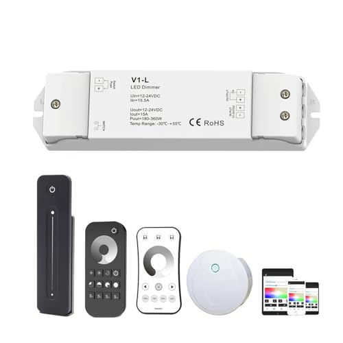 V1-L LED Dimmer DC 12V 24V Dimming Switch Controller Remote Control Single Color LED Light Strip Push-Pull Dimmer(R11 Remote Onl