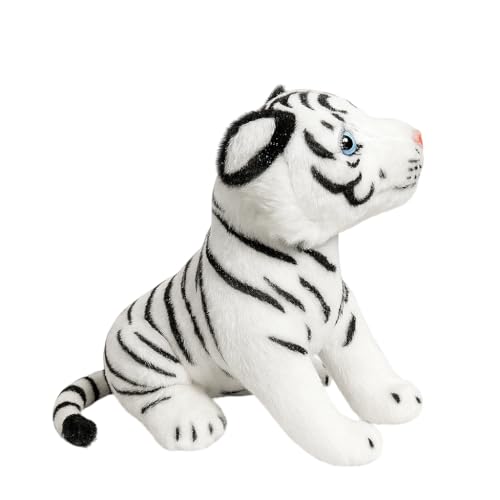 Image of White Tiger Plush Soft Toy - 20cm Stuffed Animal with Blue Eyes | Cute & Cuddly Jungle Animal for Boys & Girls | Birthday Gift