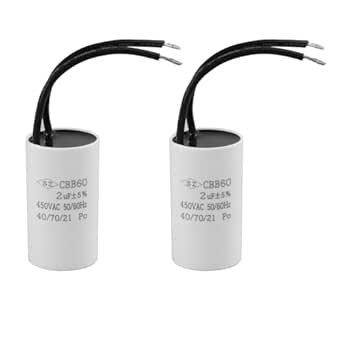 2 stuks condensator CBB60 2uF 450 V AC, start- en servicecondensator voor motor, zwembadpomp, rolluik, hoge sterkte en duurzaamheid