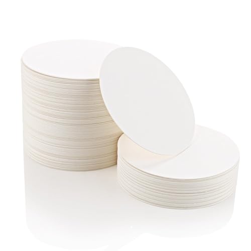 LOLYSIC Lot de 200 Sous-Verres à Bière Rond 10x10 cm, Dessous de Verre Personnalisable en Carton Blanc Absorbant, Sous Bock Vierge pour Bar, Restaurant et...