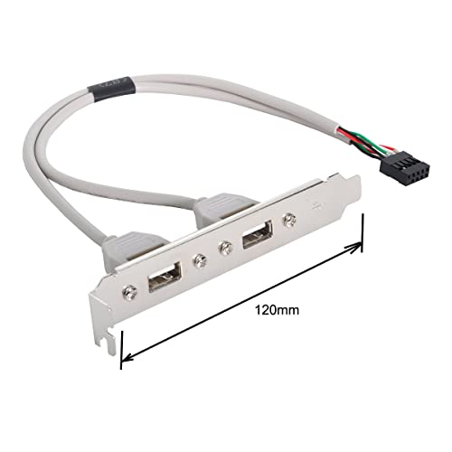Image of CY Cable Dual USB 2.0 A Type Female to Motherboard 9Pin 10Pin USB Header Cable with PCI-E Bracket Screw Panel
