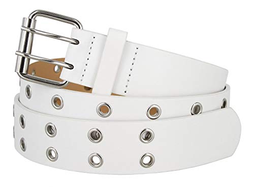 3039 Double Grommet Twin Prong Nickle Roller Buckle Leather Casual Jean Belt 1-1/2"(38mm) Wide2
