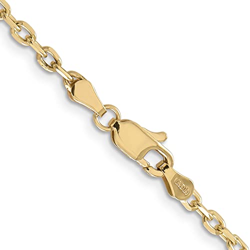 14K Yellow Gold Women's 4mm Diamond Cut Cable Chain Necklace 24" Round Open Link4