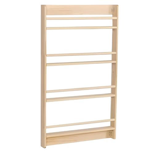 Image of Handmade Montessori Kids 4 Tier Solid Wood Bookshelf Nursery | 3.6’’ D x 23.6’’ W x 48’’ H Wall Mounted Pine Tree Bookcase Rack Shelf Toy Storage Organiser (Nature, 3.6’’ D x 23.6’’ W x 48’’ H)