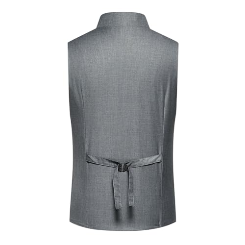 Suits Vests For Men V Neck Business Prom Asymmetric Button Dress Vest Regular Fit Formal Wedding Party Waistcoats4