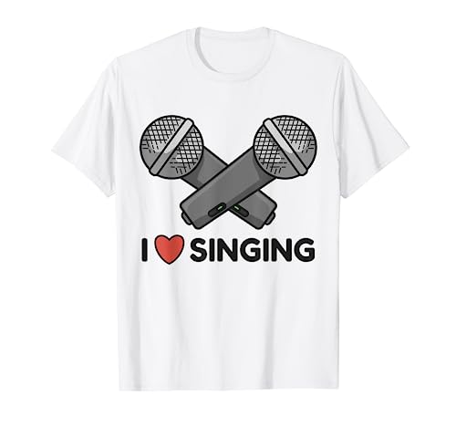 I Love Singing J'adore chanter Karaoké Microphones croisés T-Shirt