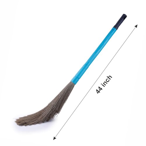 Image of Homeor No-Dust Broom with Adjustable Long Handle for Easy Floor Cleaning, Washable Broom, 1 Piece, Blue