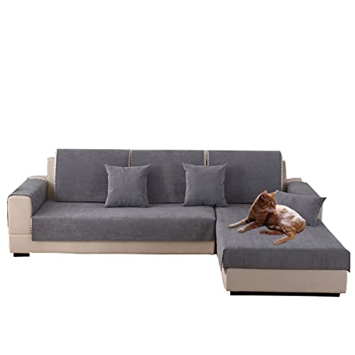 YWQJL Sofa Überzug Sofabezug Starke Absorptions- Und Penetrationsfähigkeit Sofabezug Sofaschutz Katze Kratzschutz 5 Farben Und 22 Größen Zur Auswahl,Grey-70x210cm Cover